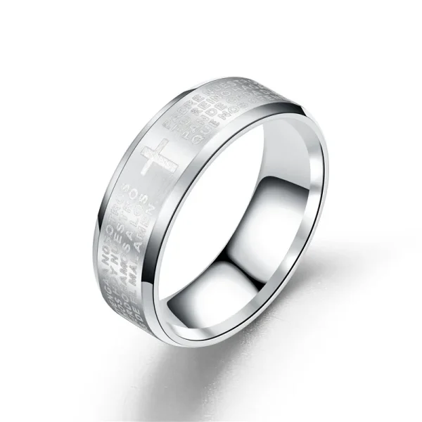Religious Stainless Steel Jesus Ring with Rosary Inlay 18K Gold Plated 316L Material Catholic Rosary Ring
