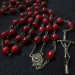 Catholic Rosary Hot Sell Bronze Cross Red Beads prayer beads Necklace Easter Bonus - Image 5