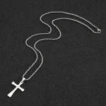 Mecrt Luxury Simple Cross Pendant Necklace Stainless Steel Beads Chain for Men and Women Hip-Hop Punk Style Jewelry Gift - Image 2