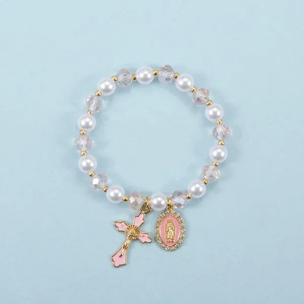 Hot-Selling Saint Benedict Cross Series Pendant Gold-Plated Alloy Beaded Bracelet