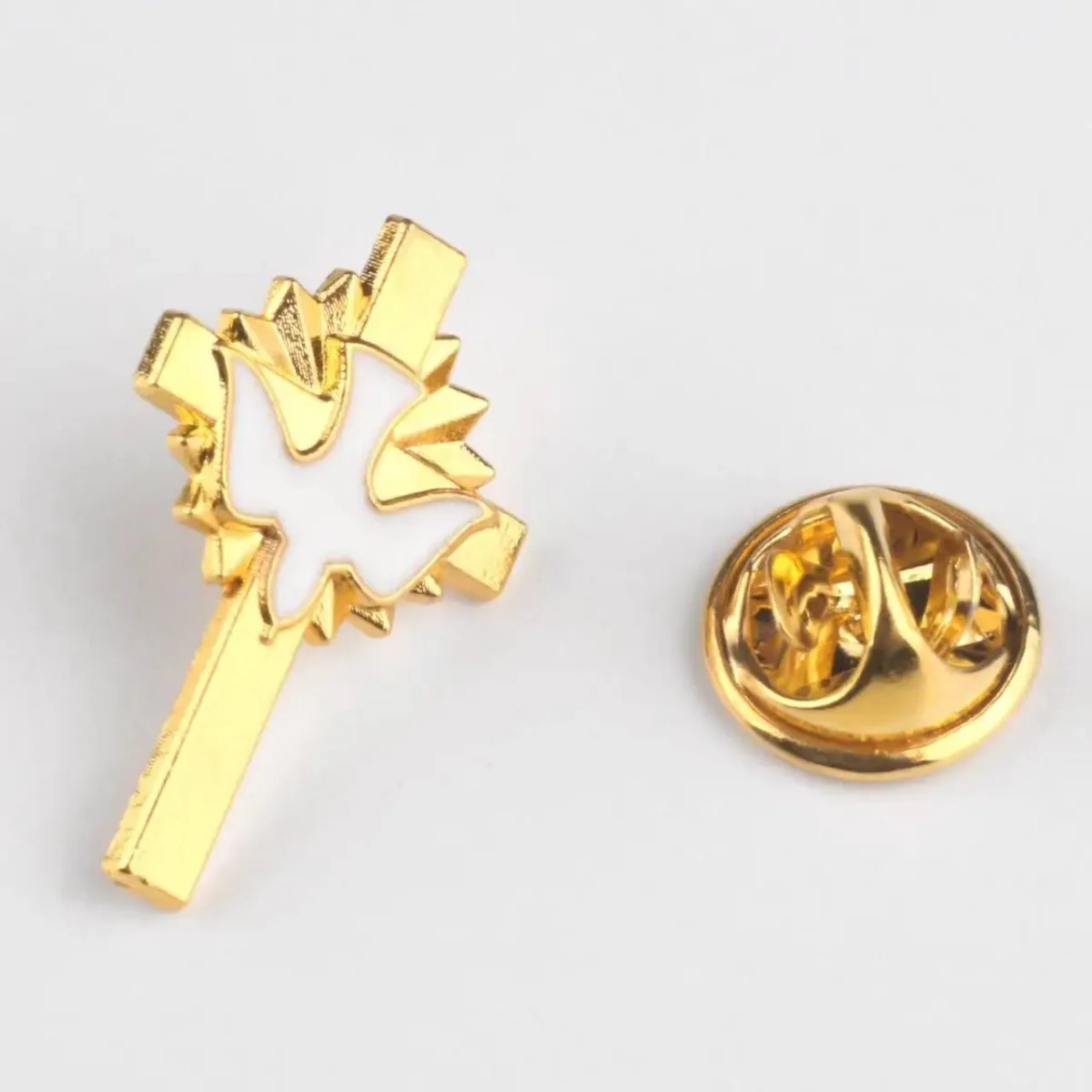 Custom Color Gold Plated with Enamel Peace dove Brooch Pins Orthodox Mini Cross Brooches - Image 3