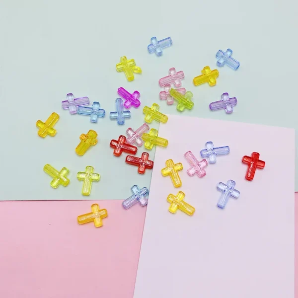 DIY Handmade Beaded Card Holder Decoration Materials White Pink 3D Cross Accessories Ins Style with Loose Acrylic Beads