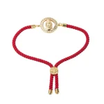 Mecrt 18K Gold-Plated Zircon CZ Statue Virgin Mary Pendant Red Rope Beaded Bracelet with Adjustable Hand Strap Fashion Accessory - Image 6
