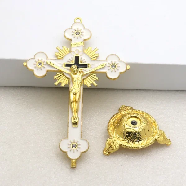 Catholic Christian Cross Ornament Metal Crafts Religious Projects Jesus Statue and Bracket Church Decoration Wholesales