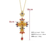 Cross Orthodox Jesus Crucifix Pendants Rhinestones Cross Chain Gold Religious Jewelry - Image 2