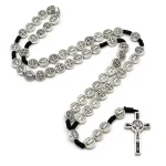 St Benedict Medal Hand Made Knotted Cord Rosary Religious Necklace for Men and Women - Image 2