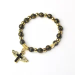 Catholic Cross Wings Gold Stamping Acrylic Cross for Bracelet with Enamel Beads Angel Beads Baptism Rosary for Bracelet - Image 4