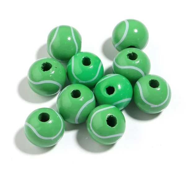 Mecrt Wooden Loose Beads for Jewelry Making Basketball Football Volleyball Beads for Bracelet Making DIY Jewelry Accesso