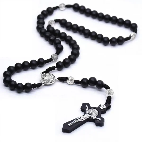 Religious Catholic Rosary Wood Beads Virgin Mary Decade Crucifix Devotional Gift Cross Handmade Jesus Pendant Rosaries J