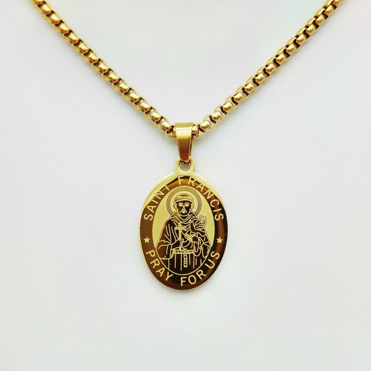 Mecrt Stainless Steel Saint Christopher & Virgin Mary Pendant Necklace Religious Cross Catholic Jewelry Pendant Gift - Image 2
