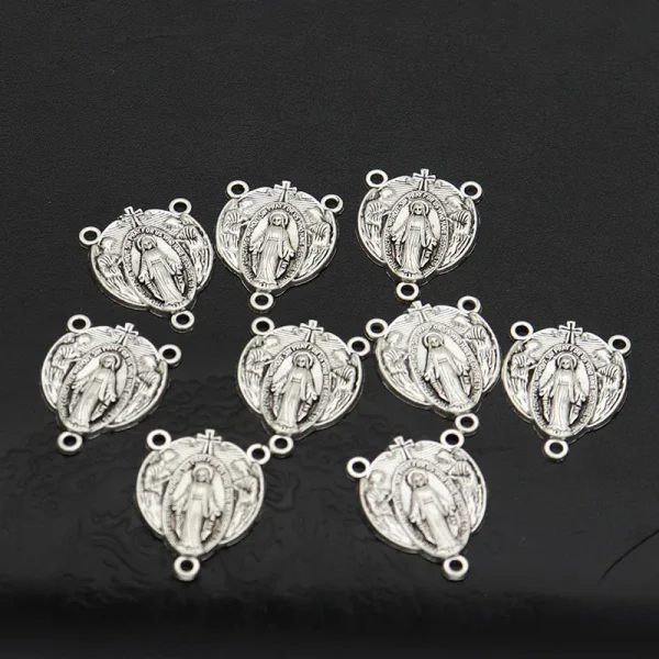 Mecrt Religious Catholic Durable Alloy Rosary Connector Accessory Vintage Silver Maria Pendant Necklace Hanging Source