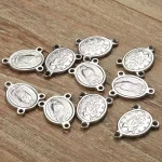 Stainless Steel Handmade Jewelry Accessories Three-Hole Connecting Charms Jesus Virgin Mary Necklace Bracelet Pendant - Image 2