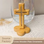 Catholic Wood Cross Crafts Christian Ornaments Solid Wooden Simple Home Office Log WoodCarving Wholesale of Church Prayer Gifts - Image 2