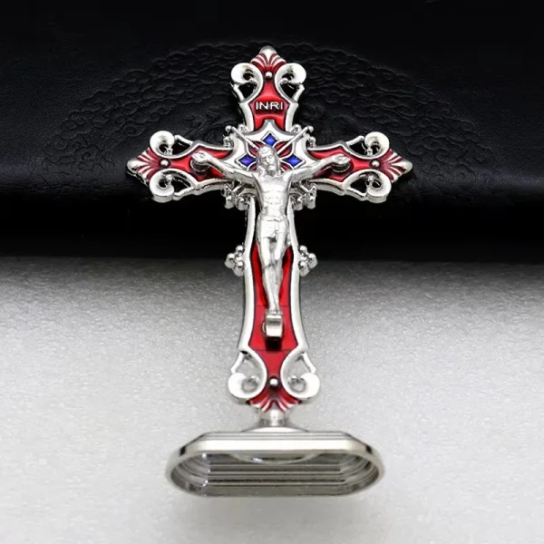 Mecrt Catholic Ornament Crucifix Enamel Cross Decorations Religious Prayer Jesus Figurine Metal Statues Cheap Gift
