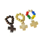 Natural Wood Beads Finger Chain Rosary Cross Colorful Ring Catholic Rosary Handmade Jewelry Wholesale - Image 5