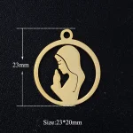 Mecrt Children's Virgin Mary Hollow Stainless Steel Charm Catholicism Pendant Religious Decoration - Image 4