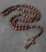 Vintage Rosary Cross Natural Wood Beads 10mm Religious Handmade Pendant Jesus Easter Presents Gifts Christian Jewelry Wh
