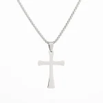 Mecrt Luxury Simple Cross Pendant Necklace Stainless Steel Beads Chain for Men and Women Hip-Hop Punk Style Jewelry Gift - Image 5