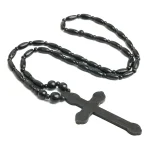 Wholesale Large Religious Wooden Catholic Cross Rosary Bead Necklace Elegant and Spiritual Accessories Christianity Pendant - Image 2