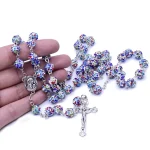 Factory Wholesale Religious Jewelry of Catholic Rosary Necklace by Pink Acrylic Heart Shape Beads Rosary