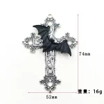 Large Victorian Cross Necklace Long Chain God Silver Religious Catholic Jesus Cross - Image 5