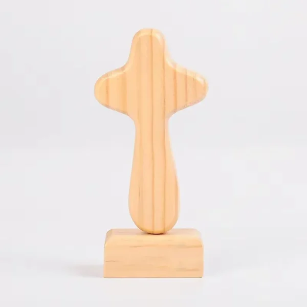 Mecrt 3 Colors Small Wooden Cross Decor Standing Cross First Communion Decoration for Church Christian Gifts Wood Prayer