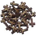 Folk Art Rustic Wooden Cross Pendant DIY Catholic Crucifix Religious Christian Jewelry with Holiness for Business Personal Gift - Image 5