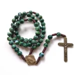 Modern Plastic Beads Imitating Stones Rosary Handcrafted Rosario Zinc Alloy Catholic Rosary Beads Cross Pendant Necklace