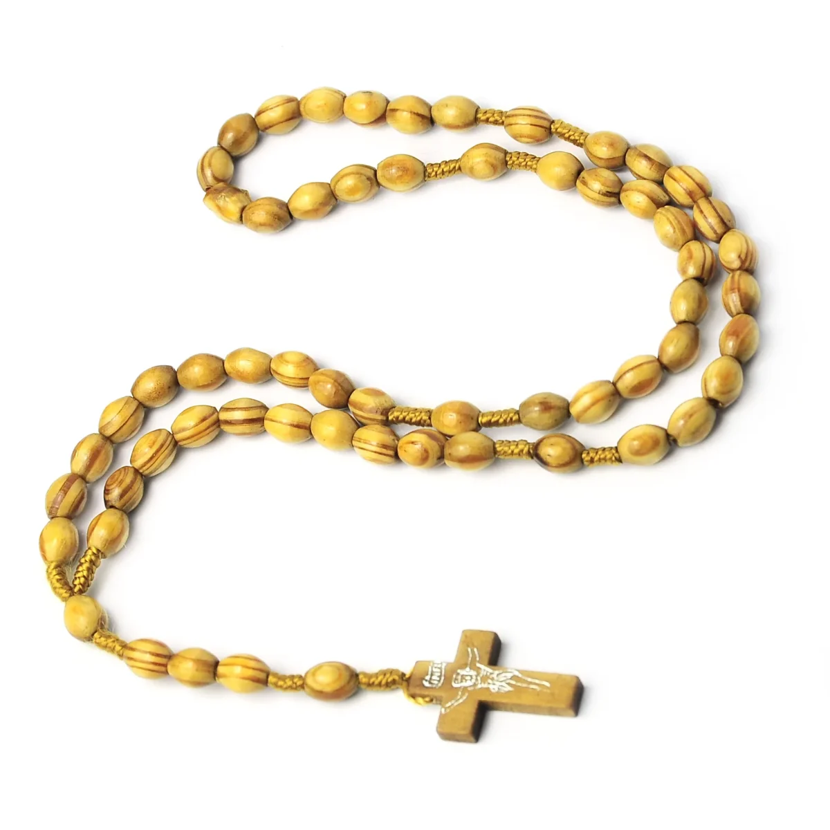 Catholic Rosary Natural Wooden Beads Cross Holding Prayer Beads Oval Patterned Beads Cheap Selling Rosaries Wholesale - Image 4