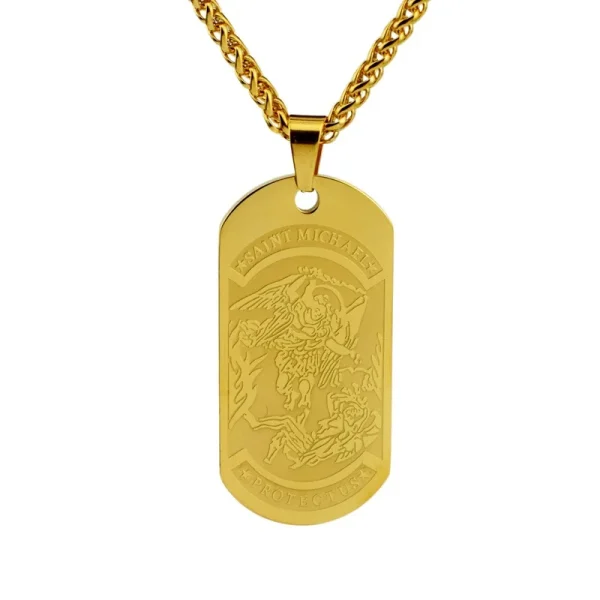 Mecrt Saint Michael Medallion Men’s Protection Archangel Pendant Religious Necklace Archangel Religious Jewelry