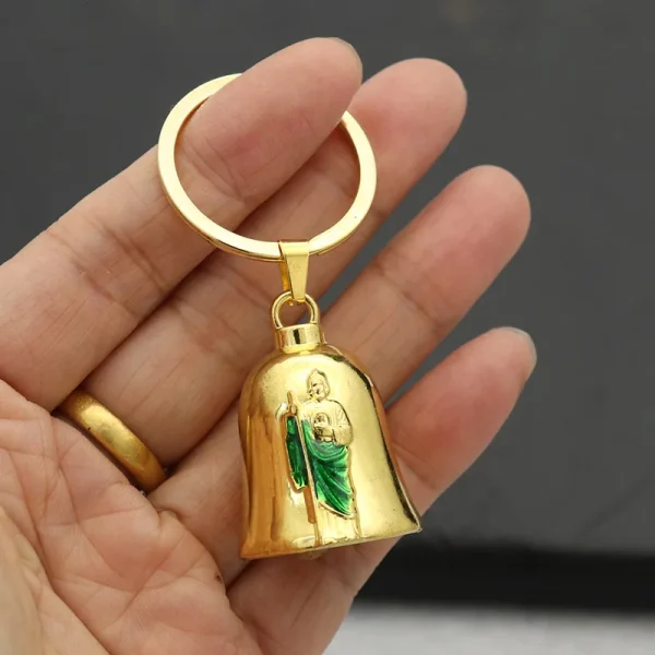 Vintage Small Metal Bell Guadalupe Pendant for Car Bag Decoration Jewelry Keychain Accessories