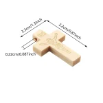 Folk Art Rustic Wooden Cross Pendant DIY Catholic Crucifix Religious Christian Jewelry with Holiness for Business Personal Gift - Image 2