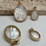 Custom Virgin Mary Miraculous Medal Natural Sea Shell With Dainty Carve Gold Electroplated Shell Pendant - Image 5