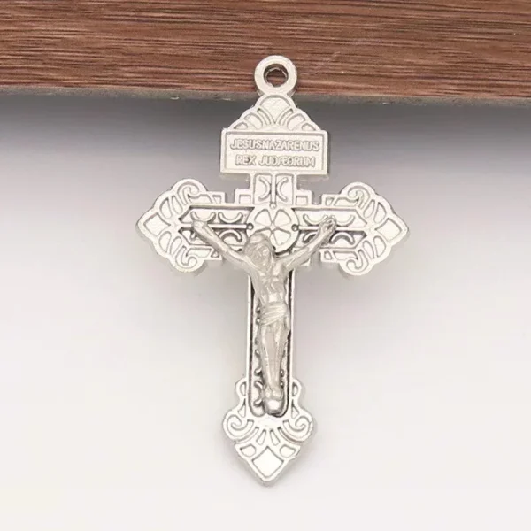 Mecrt 5.5*3.5cm Antique Silver Zinc Alloy Metal Catholic Jesus Crucifix Cross Pendant