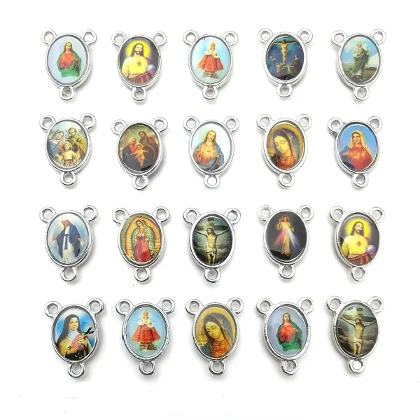 European and American retro Catholic oval three-hole alloy cross pendant pendant DIY jewelry accessories
