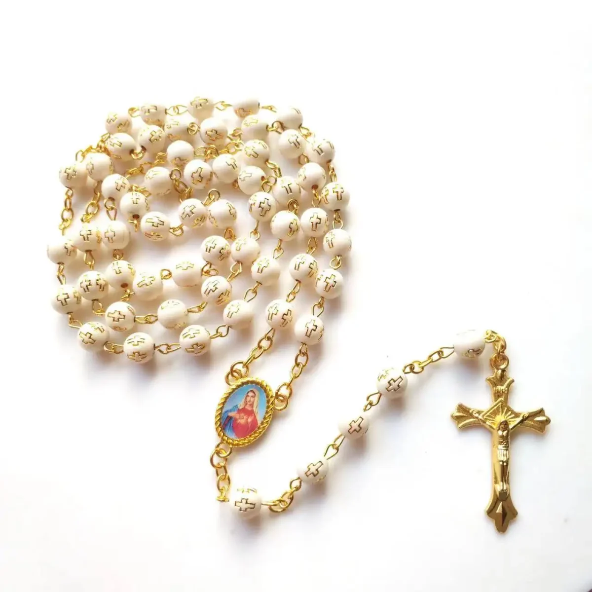Support Custom Gold Cross Beads Rosary - Image 3
