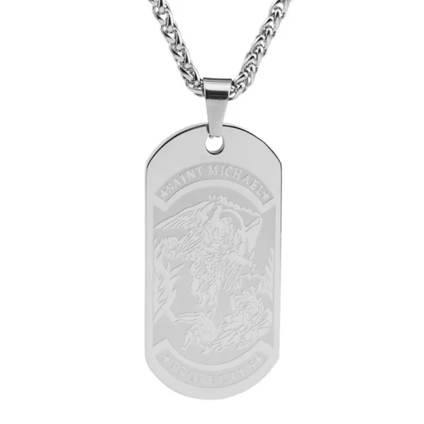 Mecrt Saint Michael Medallion Men’s Protection Archangel Pendant Religious Necklace Archangel Religious Jewelry