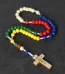 Cheap Rosary Cross Jesus Colored Beads Handmade Catholic Religious Wooden Jewelry Holy Communion Baptism Church Gifts Wh