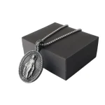 Euro-american Virgin Mary Zinc Alloy Religious Pendant Hip Hop Punk Goth Strand Snake Bone Chain Neutral Color Necklace - Image 4