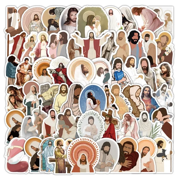 Catholic Theme 60 Sheets Jesus Graffiti Stickers Personalized Decoration Phone Cases Water Bottles Scooters Waterproof