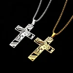 Cross Men's Retro Fashion Pendant Necklace Hot Selling Stainless Steel Hollow Cross Titanium Steel Personalized - Image 2