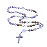 Rosary Necklace AliExpress Men Women Long Natural Amethyst Tiger Eye Stone Head Agate Copper Beads Chain Europe America Style
