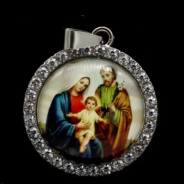 Zinc Alloy Catholic Saint Charm Pendant for Religious Round Jesus Angel Madonna Pendant