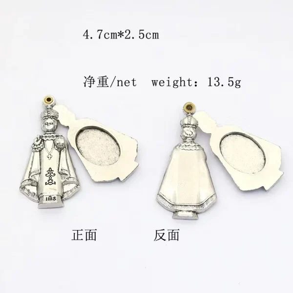 Wholesale Religious Alloy Cross 2 Side Inside Image One Hole Charm Virgin Mary Pendant for Rosary
