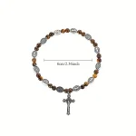 Catholic Jewelry Bracelet Saint Benedict Beaded Bracelet Black Gallstone Alloy - Image 5