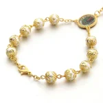 Catholic Pearl Rosary Chain Rosary Bracelets Gold Plated Pearl Beads Jewelry Cross Bracelet for Women - Image 4