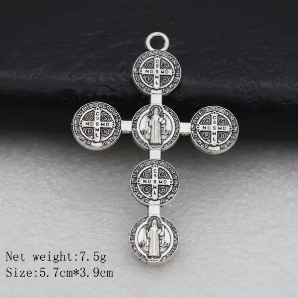 Catholic Jewelry 5.7*3.9cm St Benedict Medal DIY Cross Accessories Pendant for Necklace Wholesale