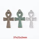 Vintage Christian Children's Cross Pendant Green Ancient Bronze Zinc Alloy Religious Style DIY Jewelry Accessories - Image 3