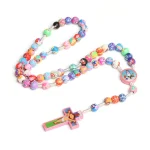 Mecrt Rosary for Child Necklace Colorful Polymer Clay Jesus Cross Pendant Beads Chain Holy Communion Baptism Kids Gift - Image 5