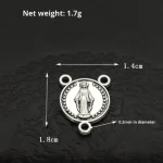 Mecrt Catholic Rosary Connector Accessory Retro Silver Three-Way Pendant Maria Style Religious Rosary Necklace Accessories - Image 3
